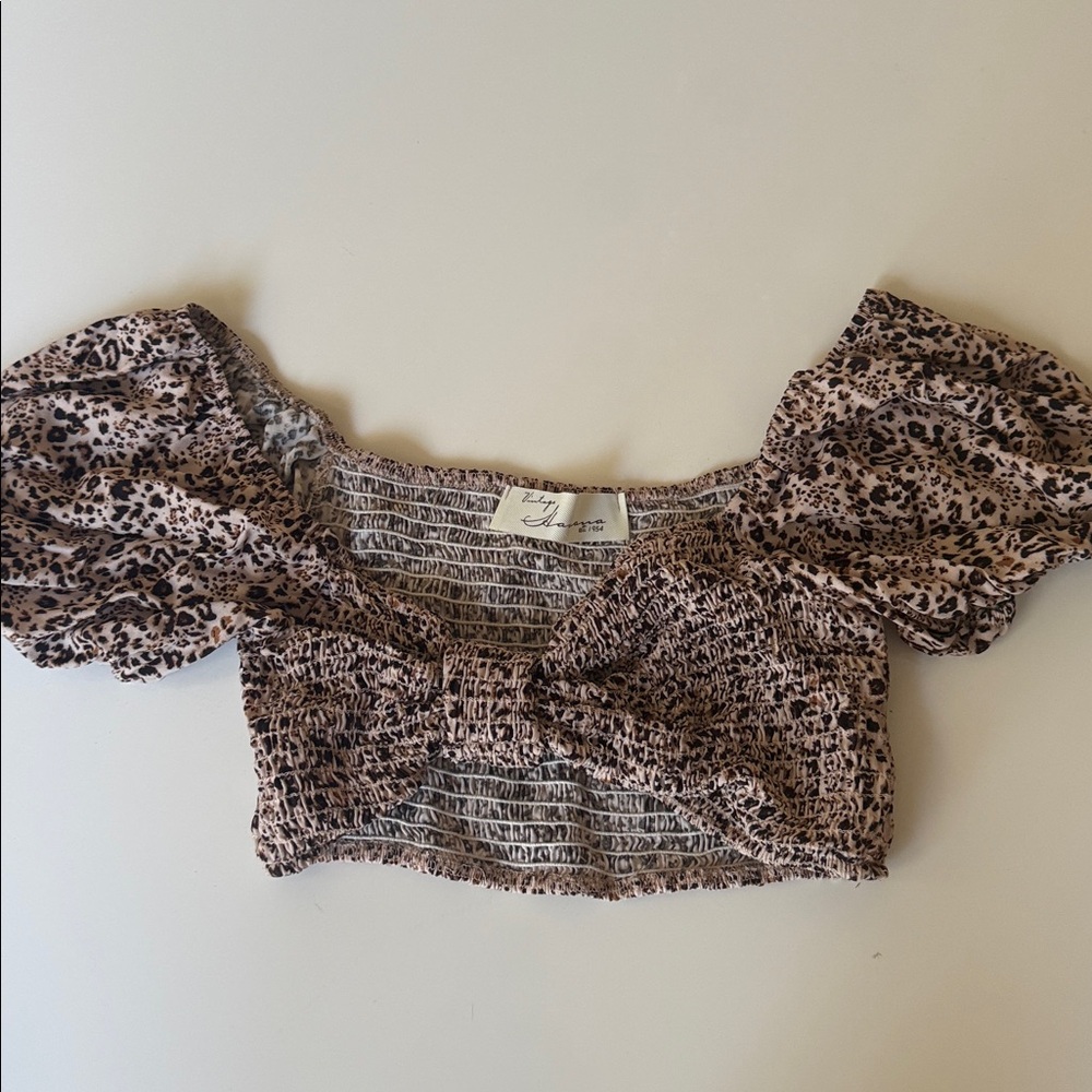 Vintage Havana Animal Print Smocked Top